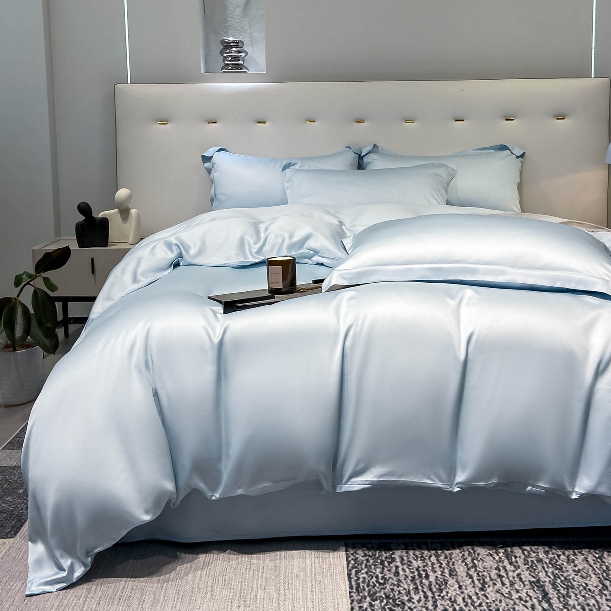 91家纺网 家纺一手货源 找家纺 涵宸家纺 2026新款兰精3M天丝纯色四件套 晴天兰