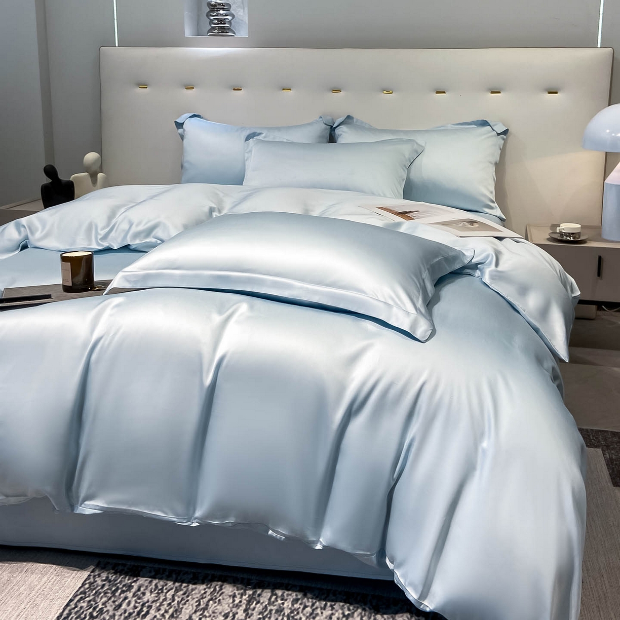 91家纺网 家纺一手货源 找家纺 涵宸家纺 2026新款兰精3M天丝纯色四件套 晴天兰