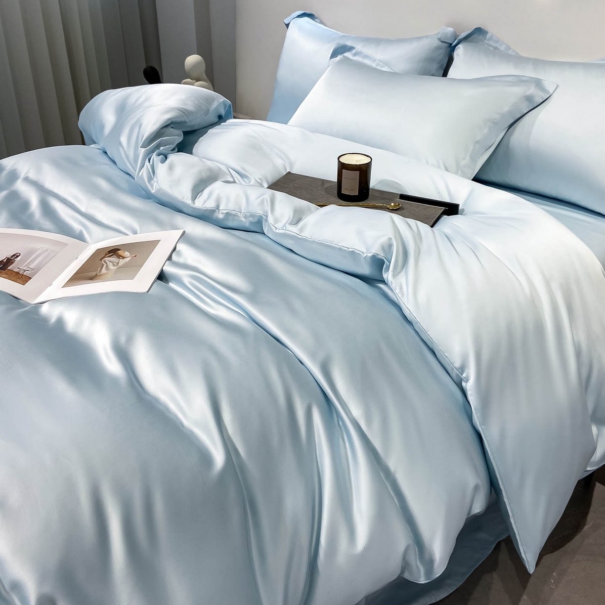 91家纺网 家纺一手货源 找家纺 涵宸家纺 2026新款兰精3M天丝纯色四件套 晴天兰