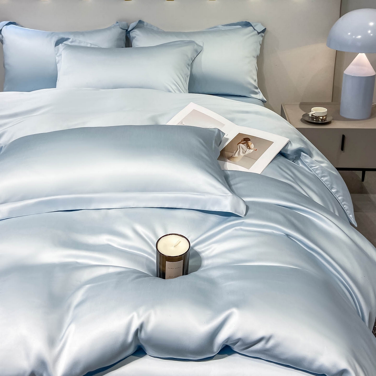 91家纺网 家纺一手货源 找家纺 涵宸家纺 2026新款兰精3M天丝纯色四件套 晴天兰