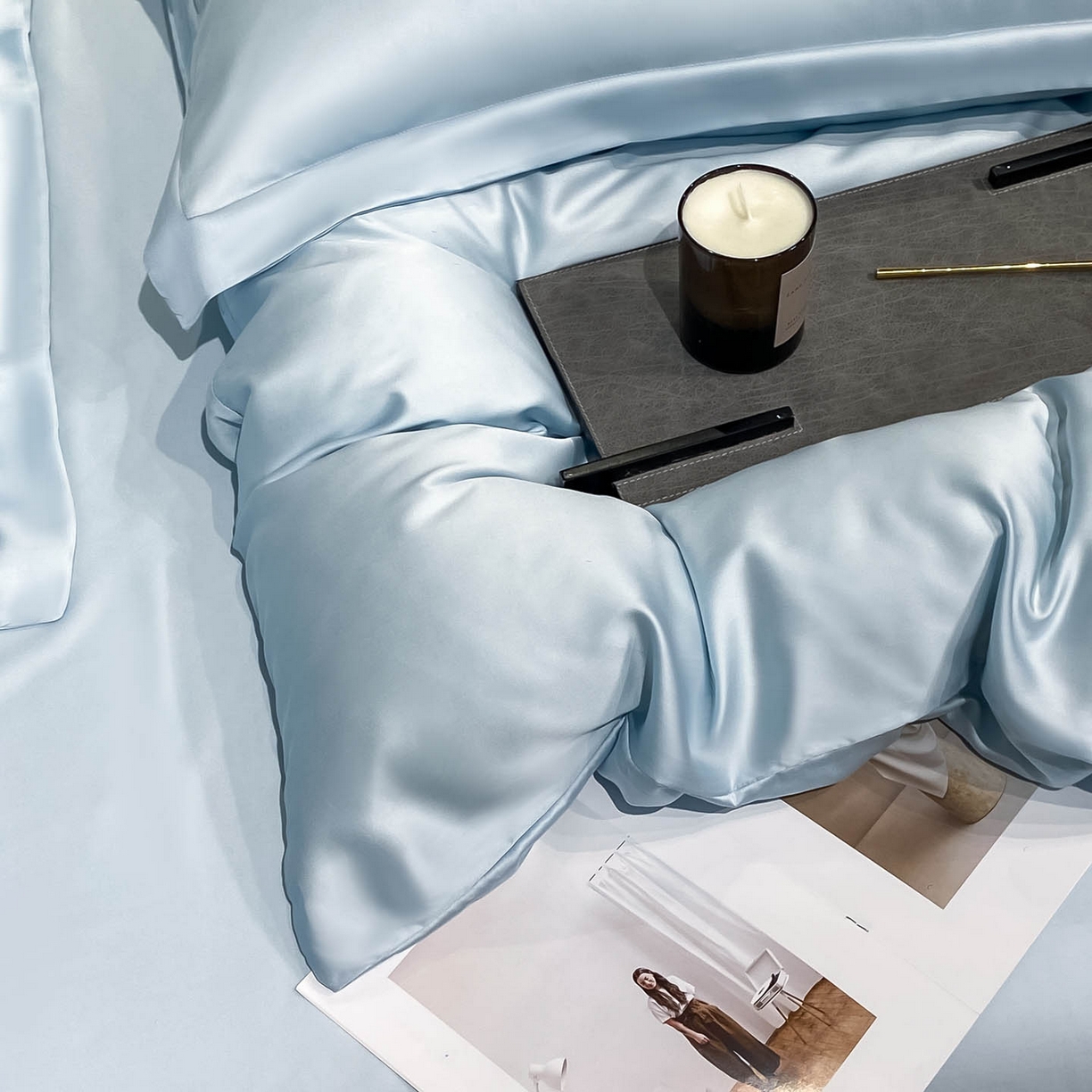 91家纺网 家纺一手货源 找家纺 涵宸家纺 2026新款兰精3M天丝纯色四件套 晴天兰