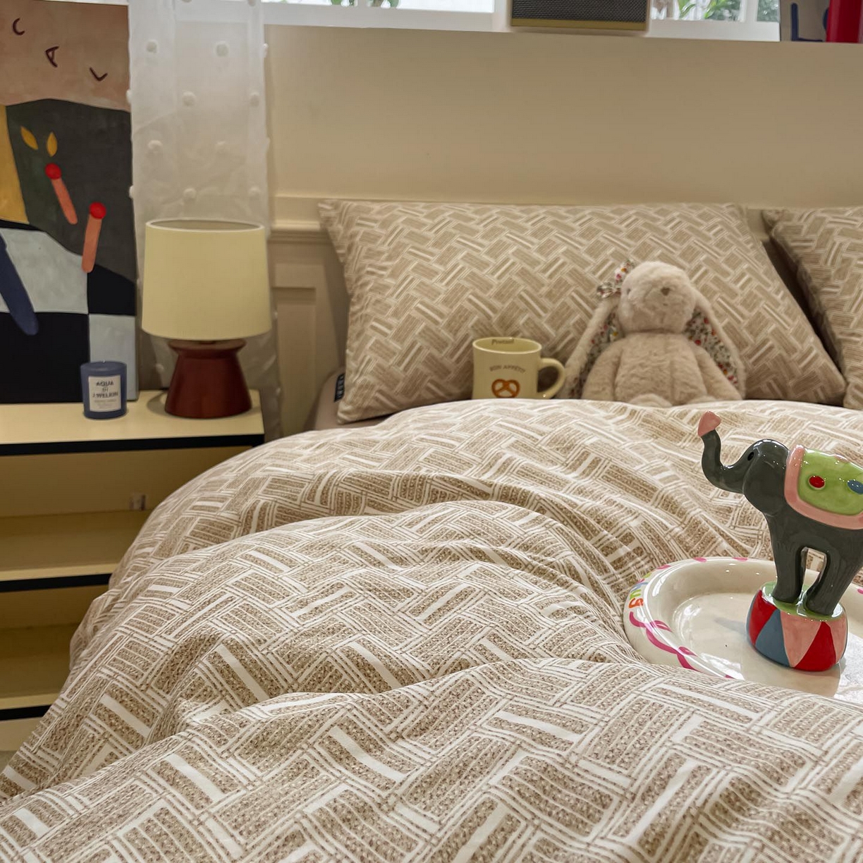 91家纺网 家纺一手货源 找家纺 涵宸家纺 2026新款全棉印花四件套-良品-场景一 云沫