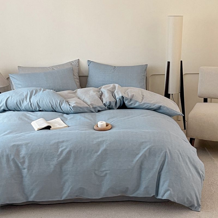 91家纺网 家纺一手货源 找家纺 涵宸家纺 2026新款全棉印花四件套-良品-场景一 云纹-兰浅灰