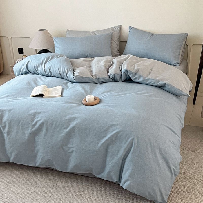 91家纺网 家纺一手货源 找家纺 涵宸家纺 2026新款全棉印花四件套-良品-场景一 云纹-兰浅灰