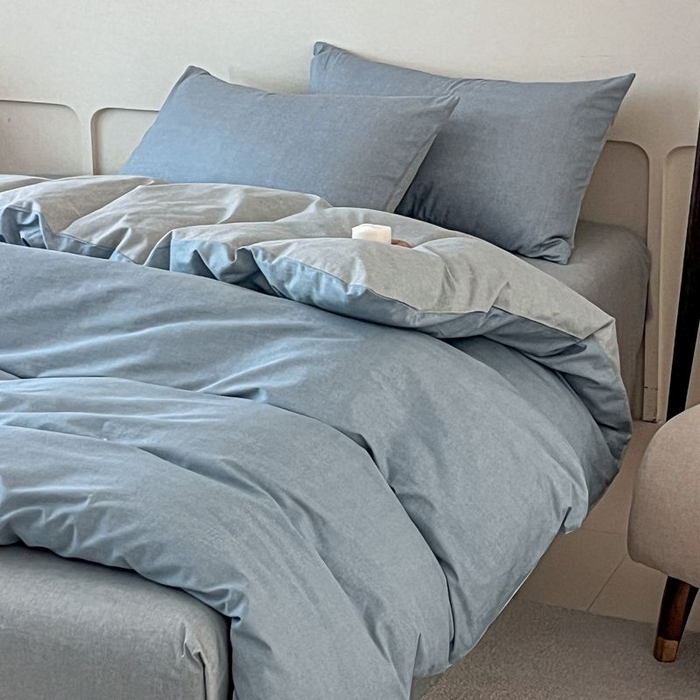 91家纺网 家纺一手货源 找家纺 涵宸家纺 2026新款全棉印花四件套-良品-场景一 云纹-兰浅灰