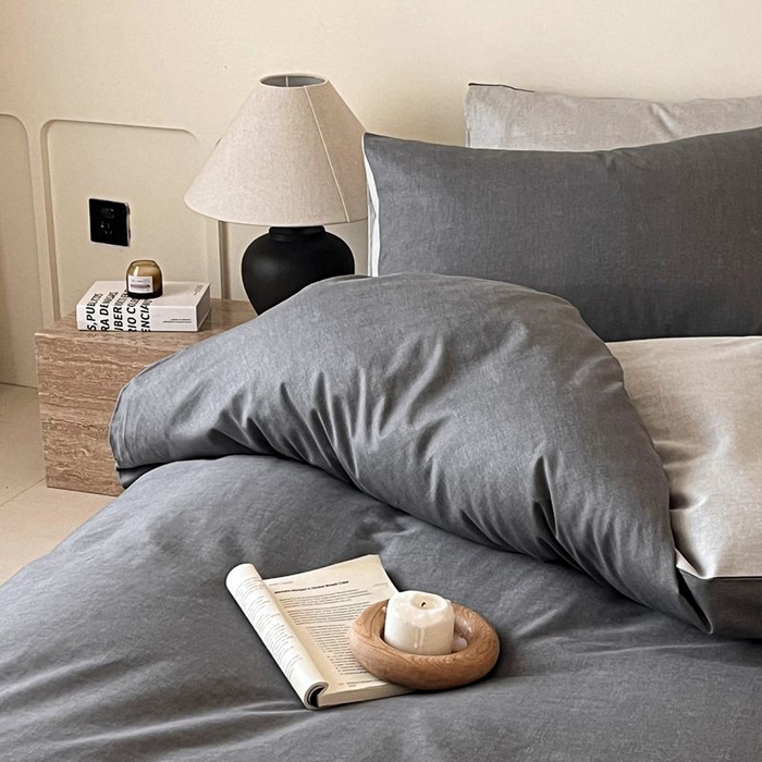 91家纺网 家纺一手货源 找家纺 涵宸家纺 2026新款全棉印花四件套-良品-场景一 云纹-深浅灰