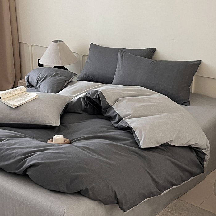 91家纺网 家纺一手货源 找家纺 涵宸家纺 2026新款全棉印花四件套-良品-场景一 云纹-深浅灰