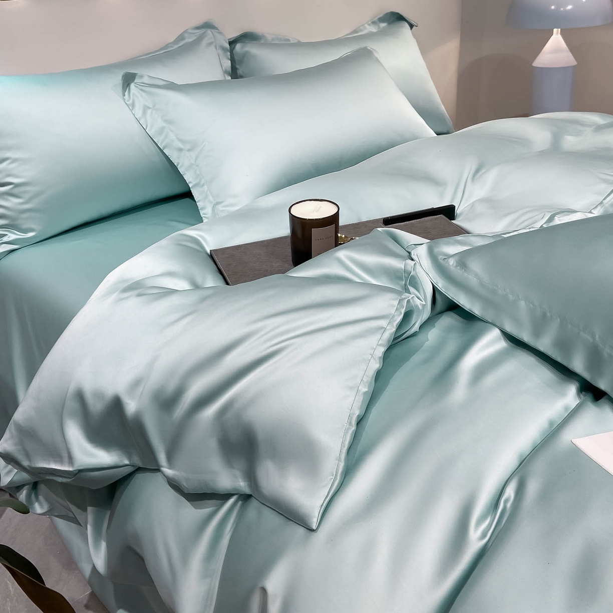 91家纺网 家纺一手货源 找家纺 涵宸家纺 2026新款兰精3M天丝纯色单被套 碧海绿