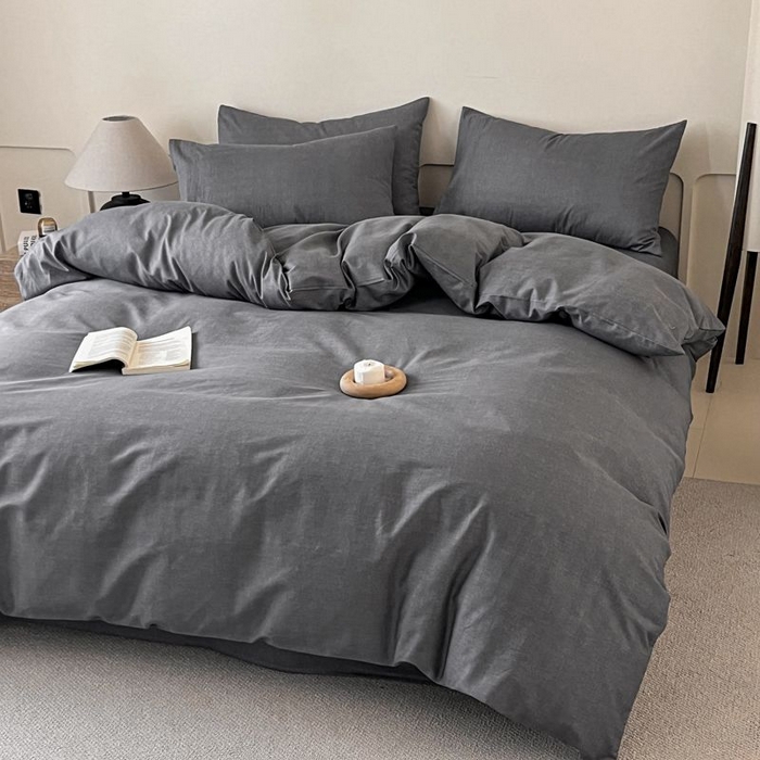 91家纺网 家纺一手货源 找家纺 涵宸家纺 2026新款全棉印花四件套-良品-场景一 云纹-深深灰