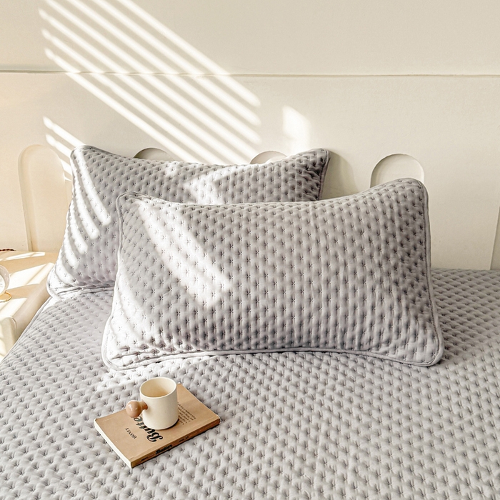 91家纺网 家纺一手货源 找家纺 予梦家纺 2026新款蚕丝夹棉床笠 布兰德-浅灰