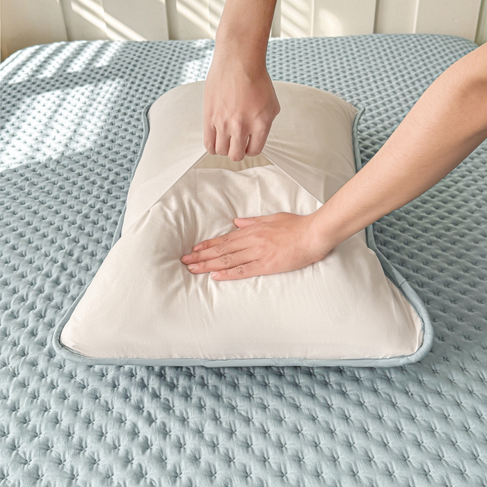 91家纺网 家纺一手货源 找家纺 予梦家纺 2026新款蚕丝夹棉床笠 布兰德-雾蓝