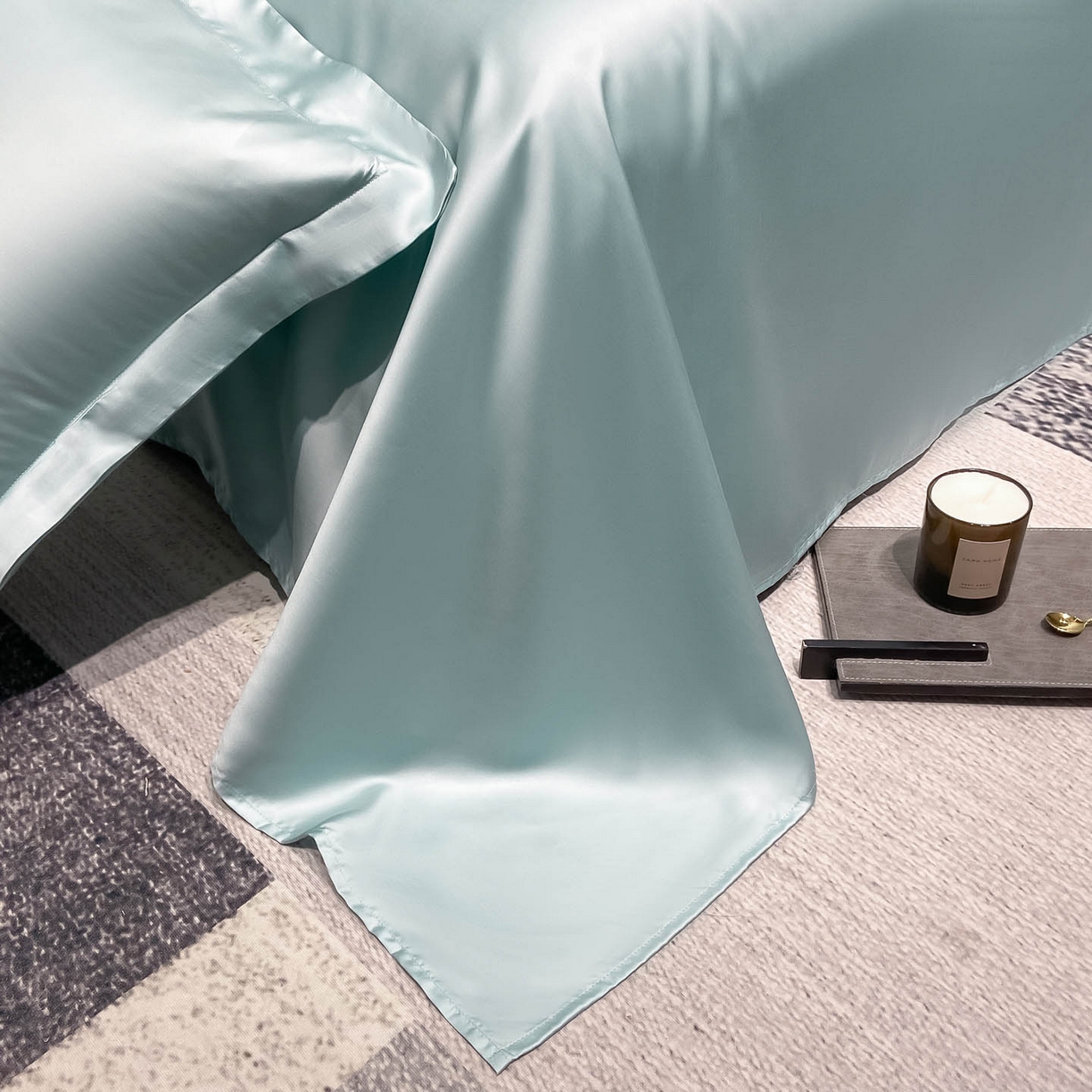 91家纺网 家纺一手货源 找家纺 涵宸家纺 2026新款兰精3M天丝纯色单床单 单床单-碧海绿