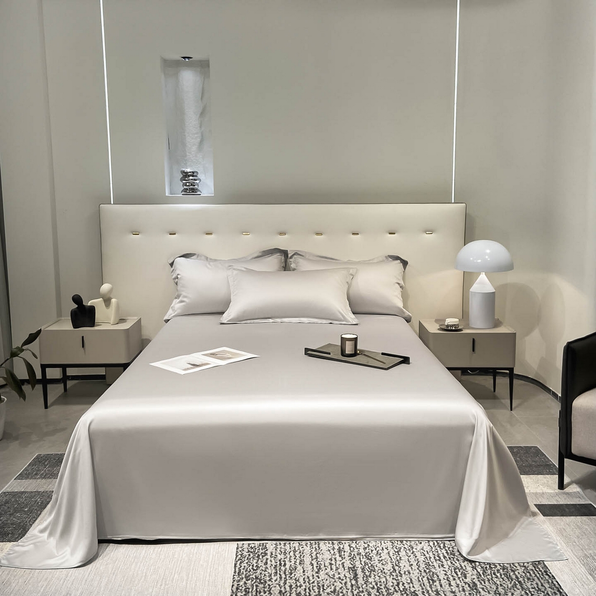 涵宸家纺 2026新款兰精3M天丝纯色单床单 单床单-大地灰