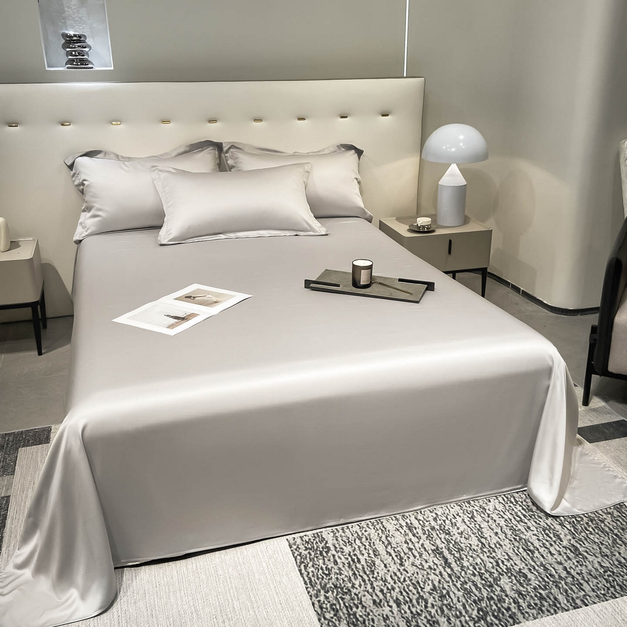 91家纺网 家纺一手货源 找家纺 涵宸家纺 2026新款兰精3M天丝纯色单床单 单床单-大地灰