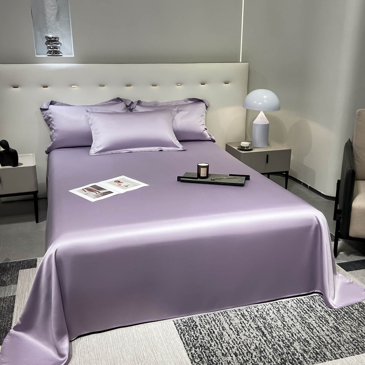 91家纺网 家纺一手货源 找家纺 涵宸家纺 2026新款兰精3M天丝纯色单床单 单床单-淡雅紫