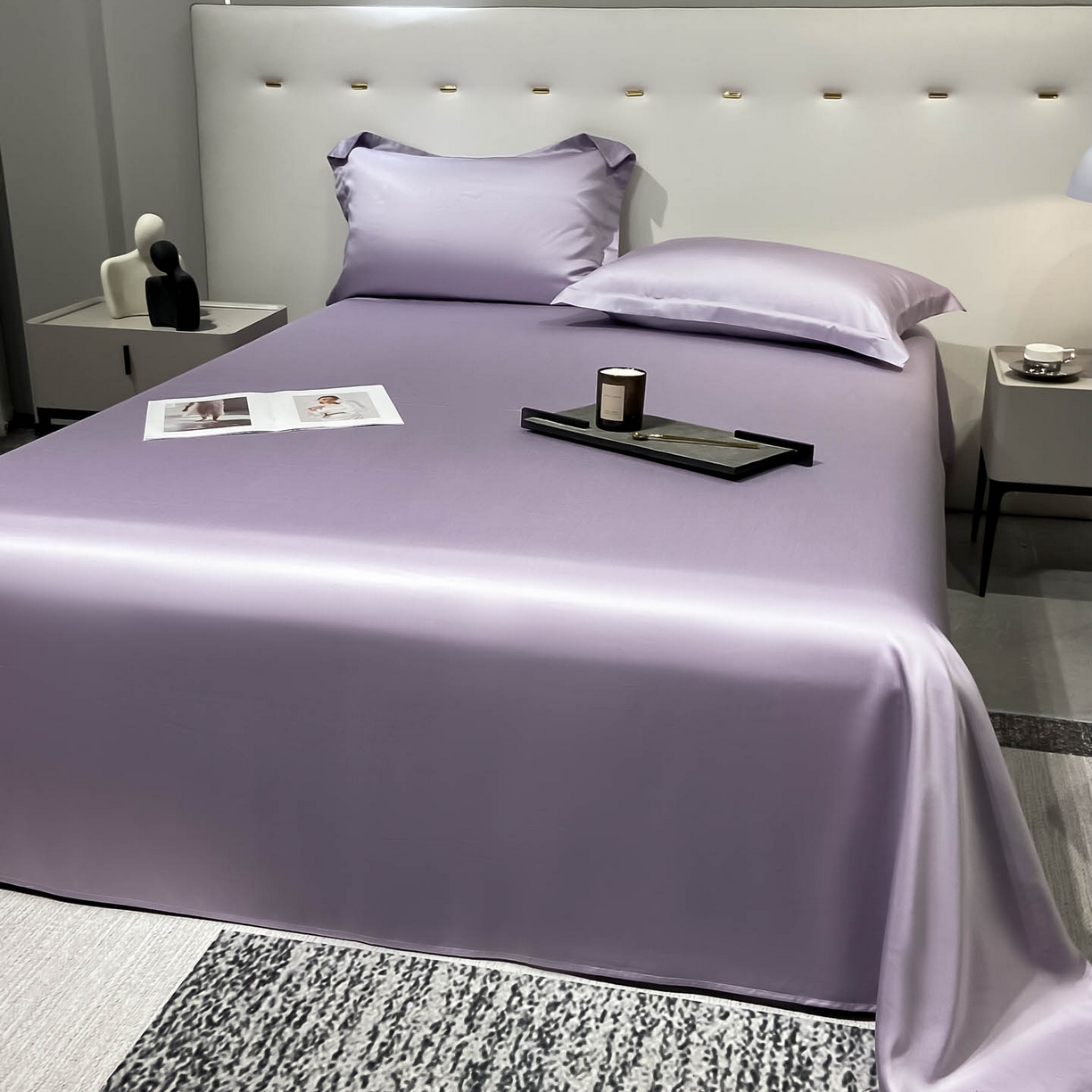 91家纺网 家纺一手货源 找家纺 涵宸家纺 2026新款兰精3M天丝纯色单床单 单床单-淡雅紫