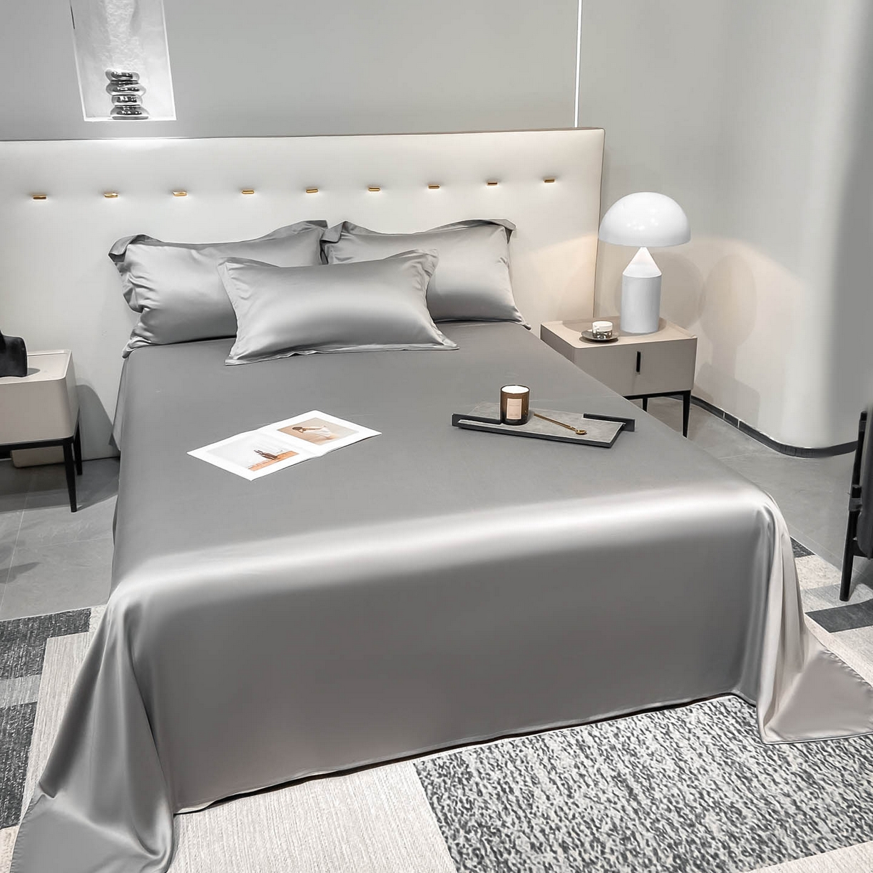 91家纺网 家纺一手货源 找家纺 涵宸家纺 2026新款兰精3M天丝纯色单床单 单床单-都市灰