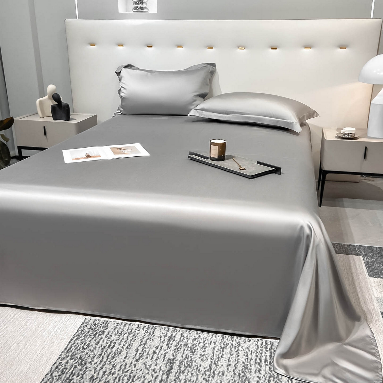 91家纺网 家纺一手货源 找家纺 涵宸家纺 2026新款兰精3M天丝纯色单床单 单床单-都市灰