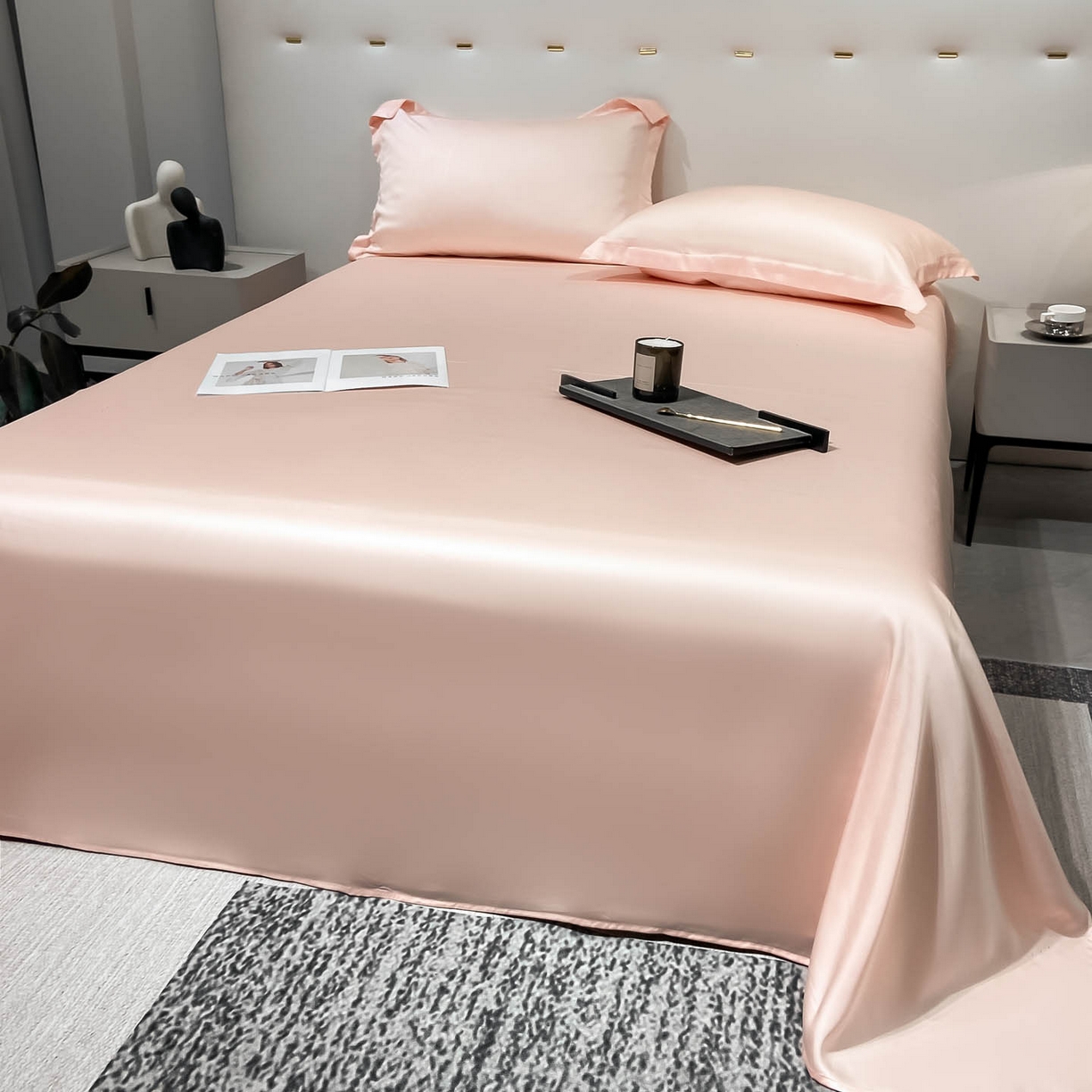 91家纺网 家纺一手货源 找家纺 涵宸家纺 2026新款兰精3M天丝纯色单床单 单床单-蜜桃粉