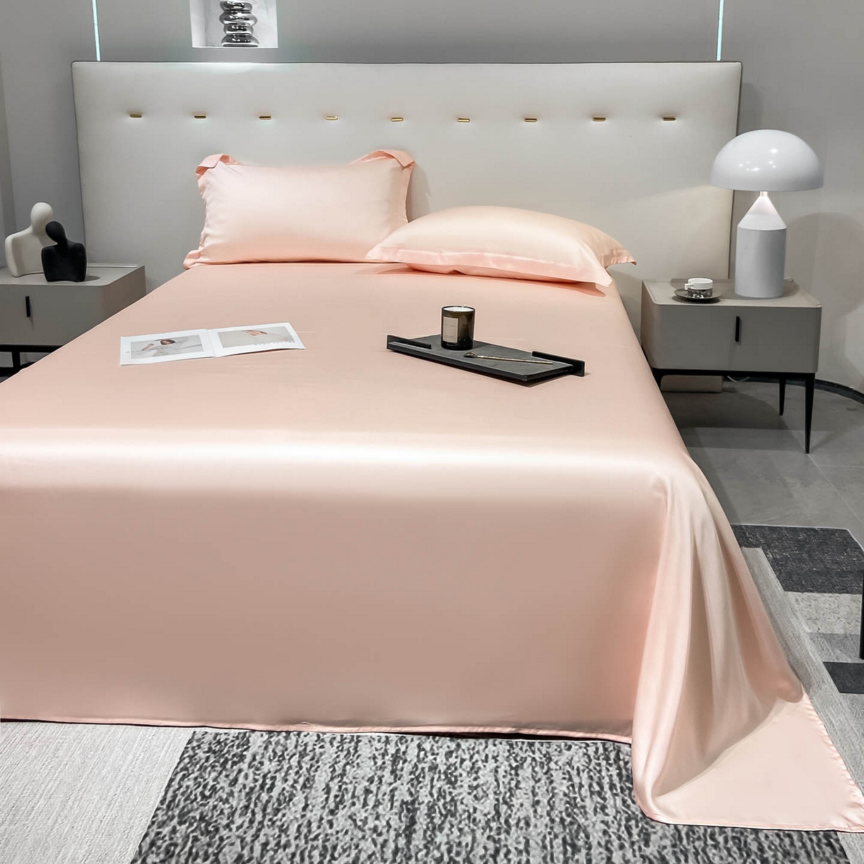 91家纺网 家纺一手货源 找家纺 涵宸家纺 2026新款兰精3M天丝纯色单床单 单床单-蜜桃粉