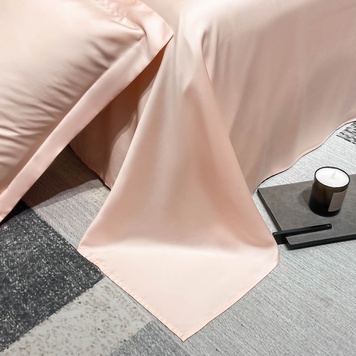 91家纺网 家纺一手货源 找家纺 涵宸家纺 2026新款兰精3M天丝纯色单床单 单床单-蜜桃粉