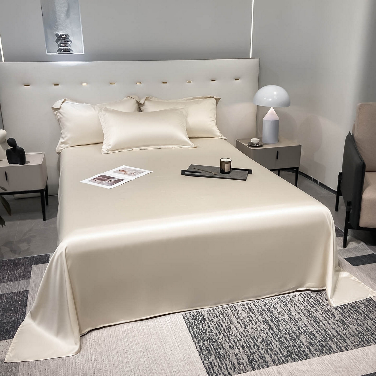 91家纺网 家纺一手货源 找家纺 涵宸家纺 2026新款兰精3M天丝纯色单床单 单床单-奶昔