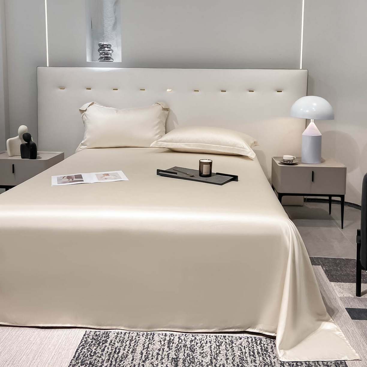 91家纺网 家纺一手货源 找家纺 涵宸家纺 2026新款兰精3M天丝纯色单床单 单床单-奶昔