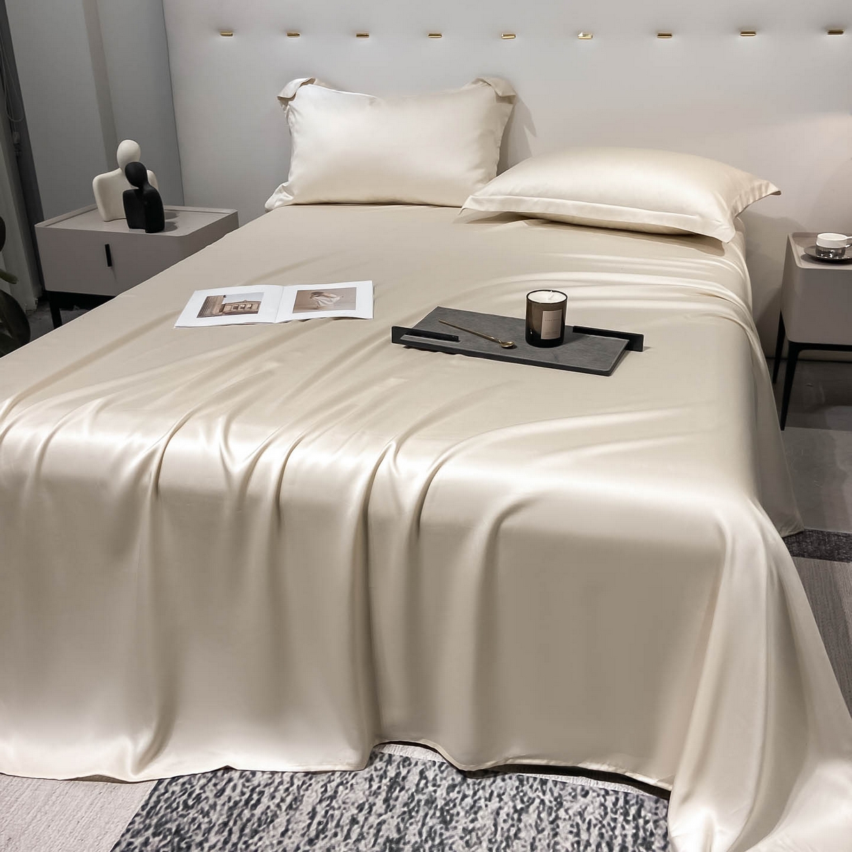 91家纺网 家纺一手货源 找家纺 涵宸家纺 2026新款兰精3M天丝纯色单床单 单床单-奶昔