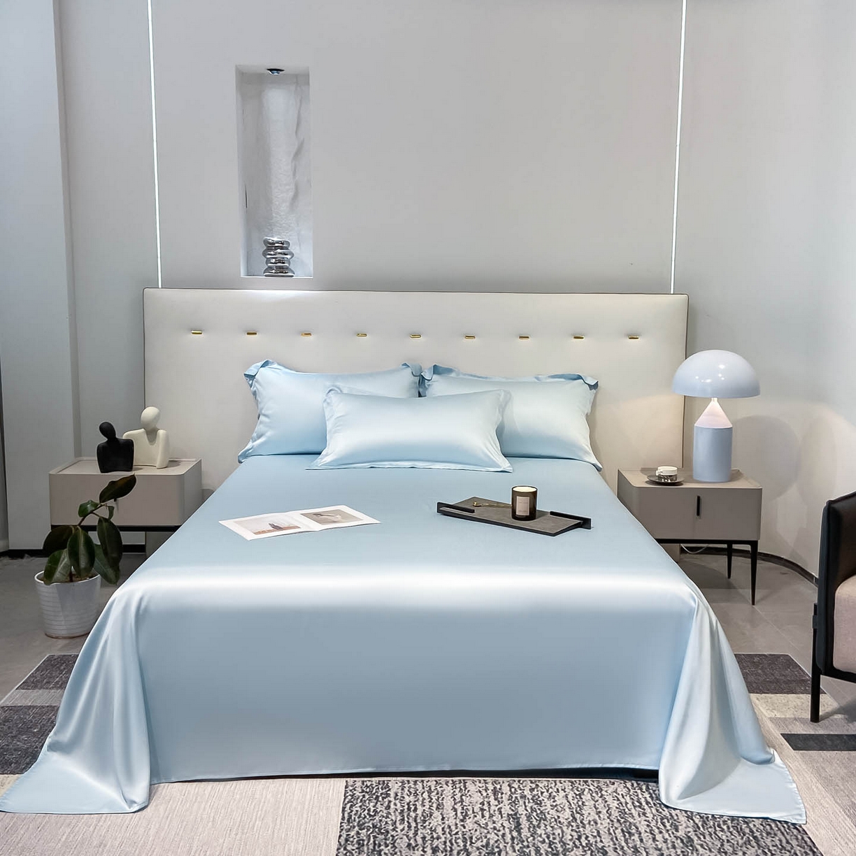 涵宸家纺 2026新款兰精3M天丝纯色单床单 单床单-晴天兰