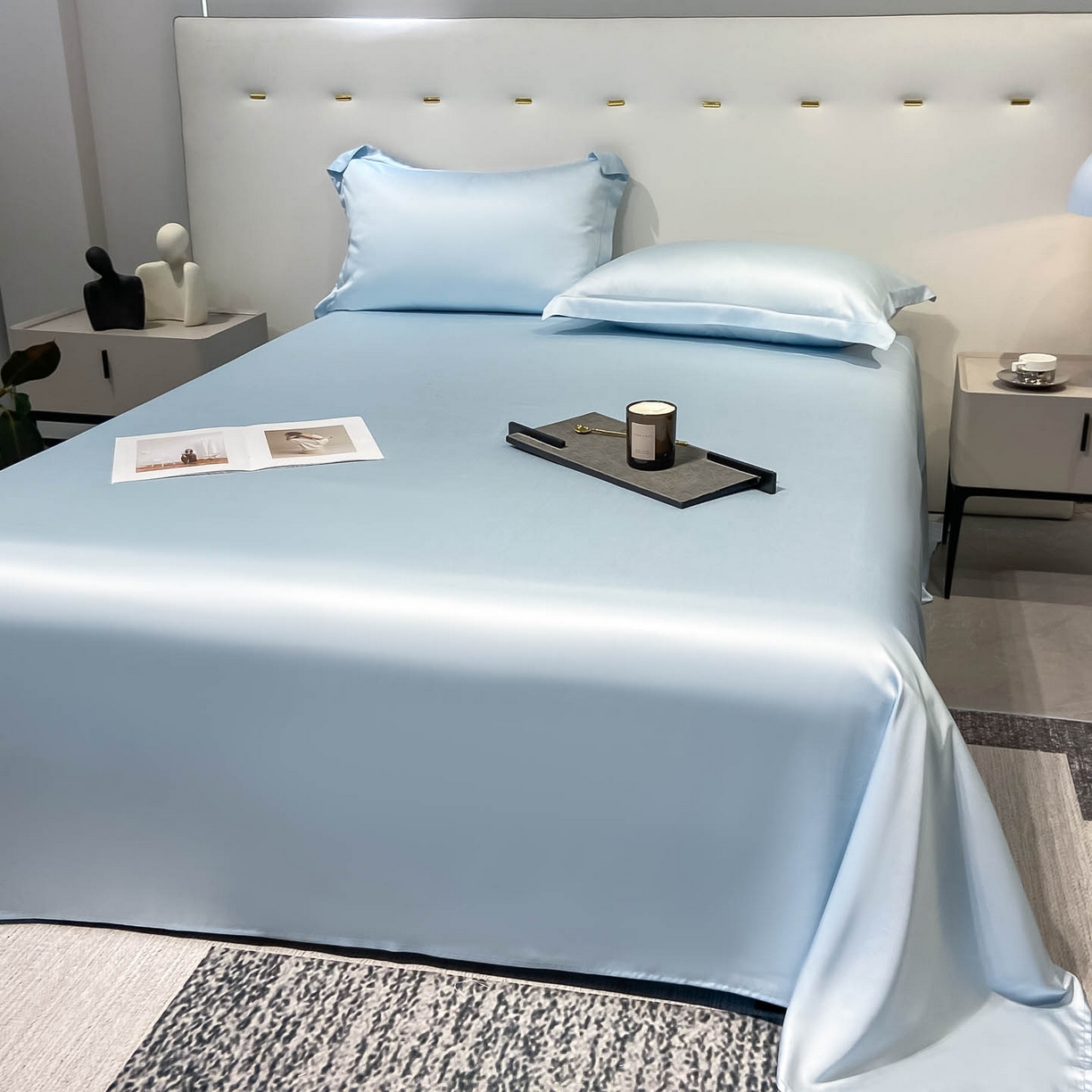 91家纺网 家纺一手货源 找家纺 涵宸家纺 2026新款兰精3M天丝纯色单床单 单床单-晴天兰