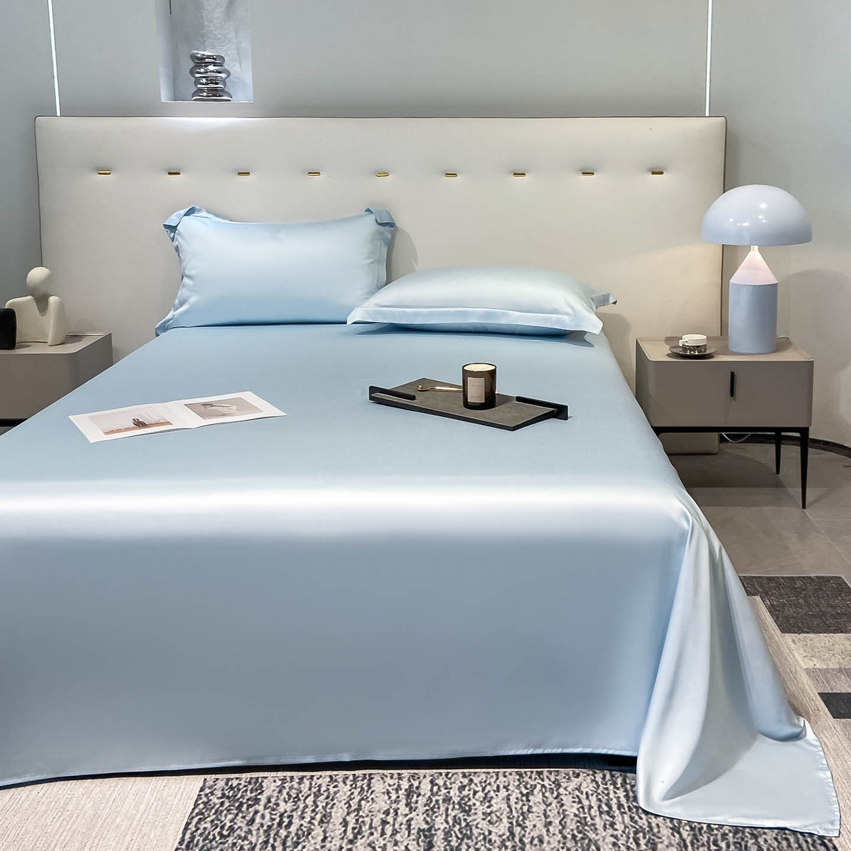 91家纺网 家纺一手货源 找家纺 涵宸家纺 2026新款兰精3M天丝纯色单床单 单床单-晴天兰