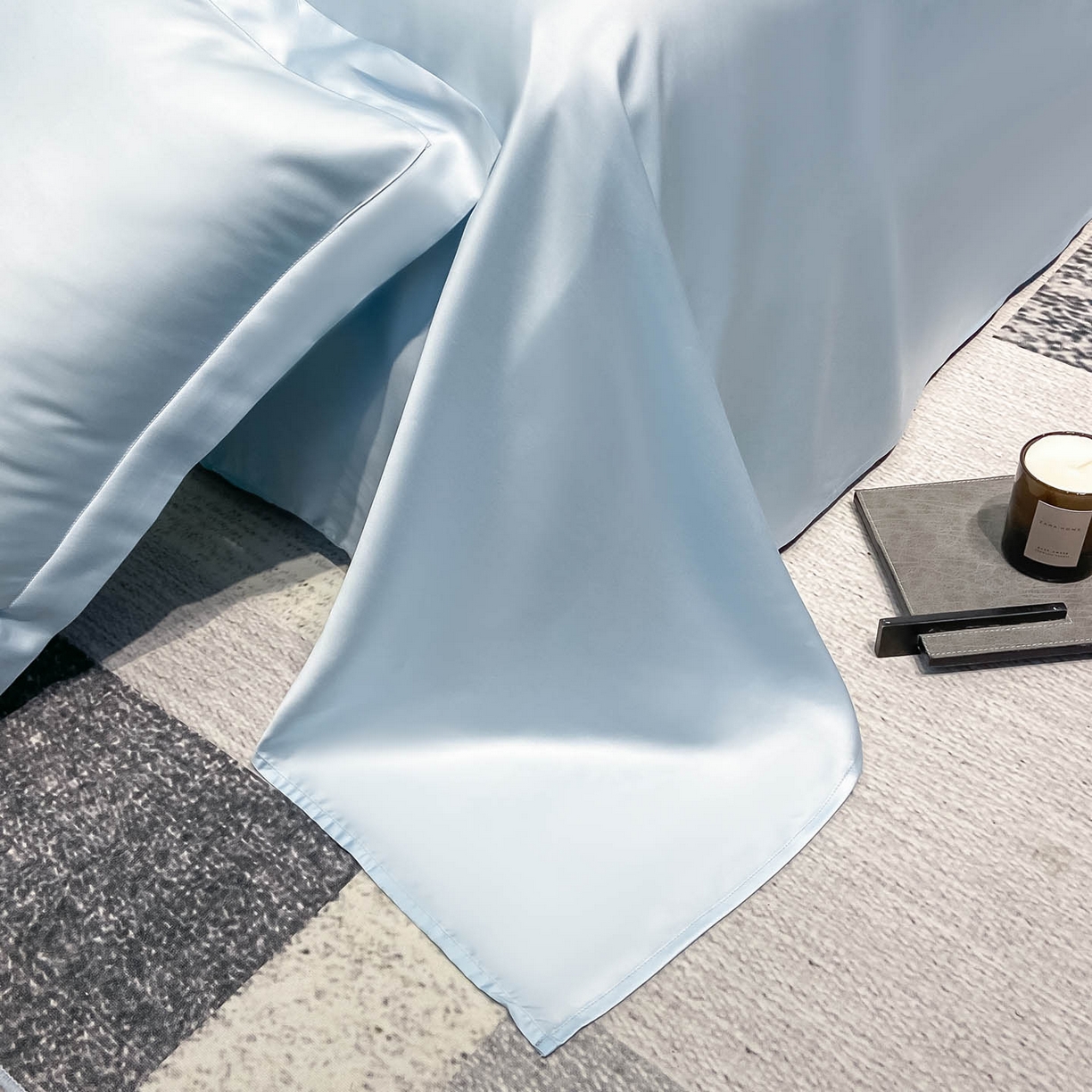 91家纺网 家纺一手货源 找家纺 涵宸家纺 2026新款兰精3M天丝纯色单床单 单床单-晴天兰