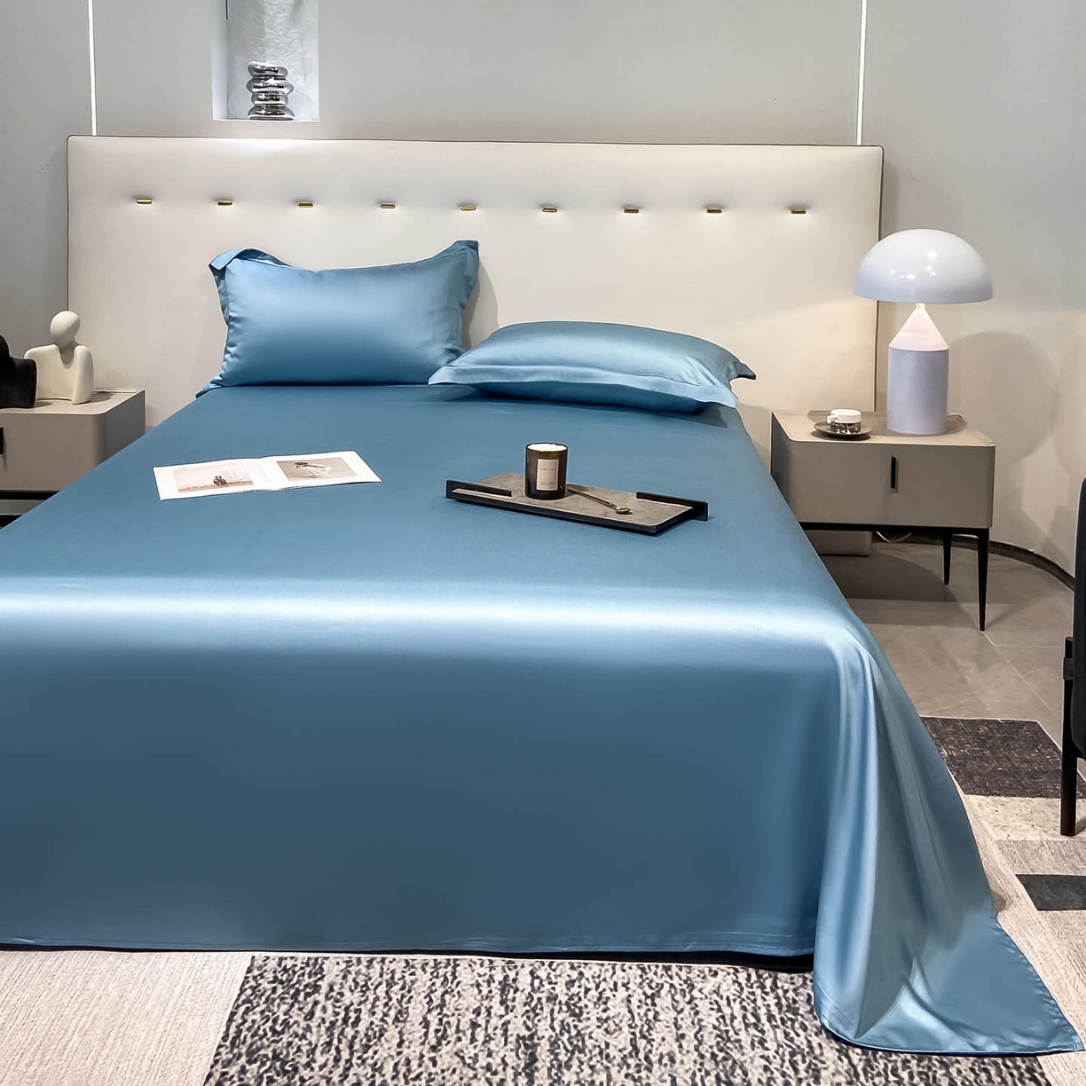 91家纺网 家纺一手货源 找家纺 涵宸家纺 2026新款兰精3M天丝纯色单床单 单床单-深海蓝