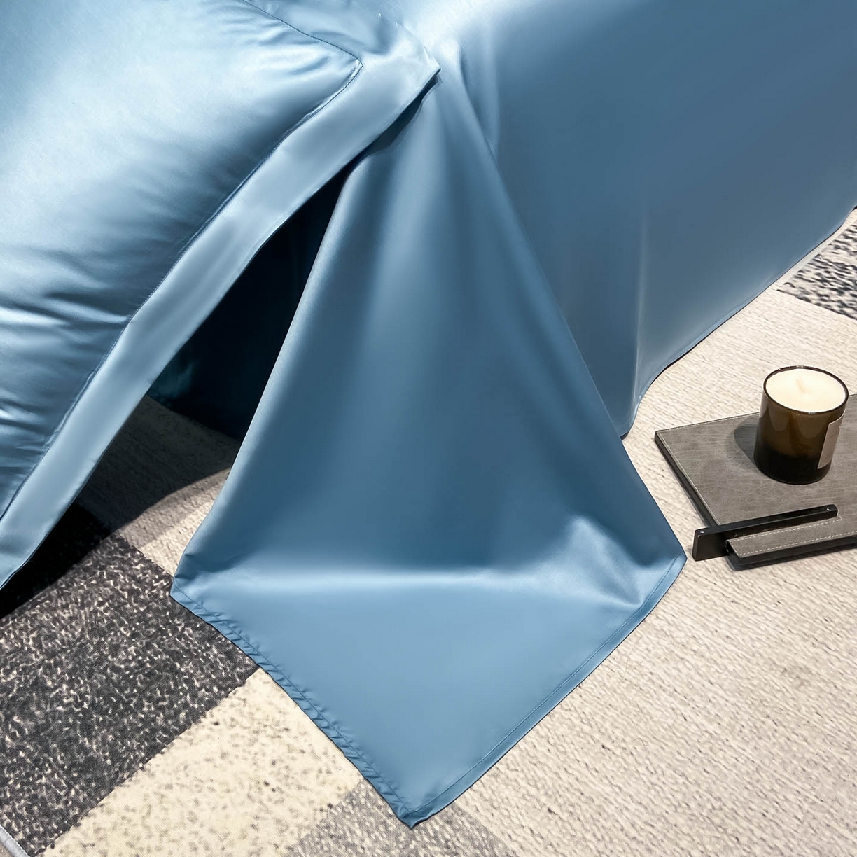 91家纺网 家纺一手货源 找家纺 涵宸家纺 2026新款兰精3M天丝纯色单床单 单床单-深海蓝