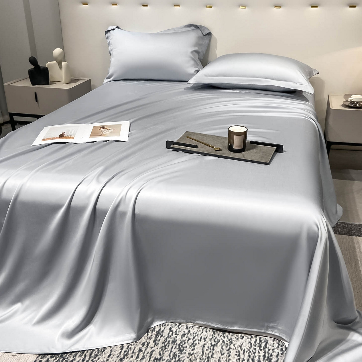 91家纺网 家纺一手货源 找家纺 涵宸家纺 2026新款兰精3M天丝纯色单床单 单床单-星辰兰