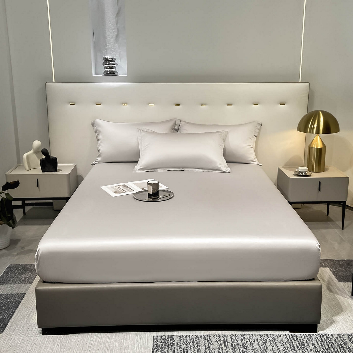 91家纺网 家纺一手货源 找家纺 涵宸家纺 2026新款兰精3M天丝纯色单床笠 单床笠-大地灰