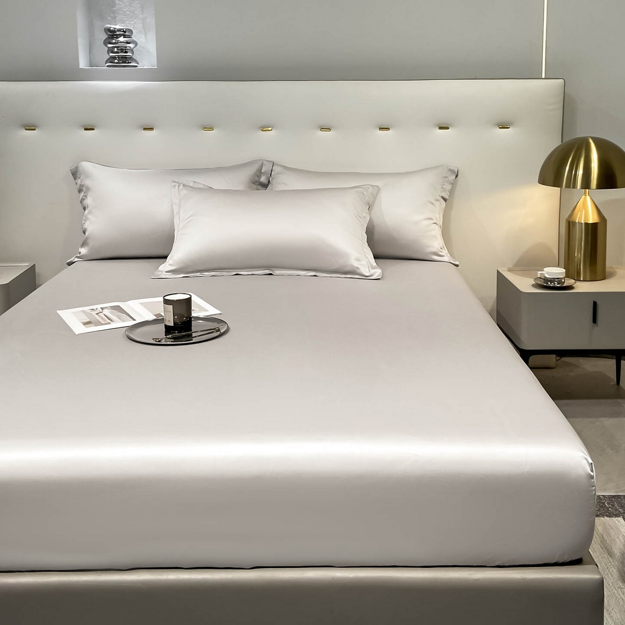 91家纺网 家纺一手货源 找家纺 涵宸家纺 2026新款兰精3M天丝纯色单床笠 单床笠-大地灰