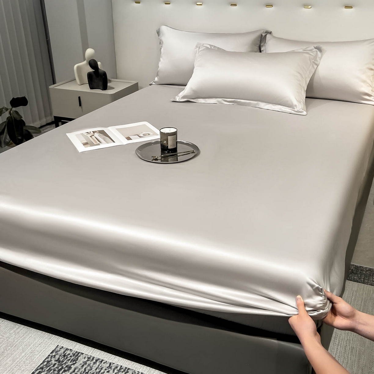 91家纺网 家纺一手货源 找家纺 涵宸家纺 2026新款兰精3M天丝纯色单床笠 单床笠-大地灰