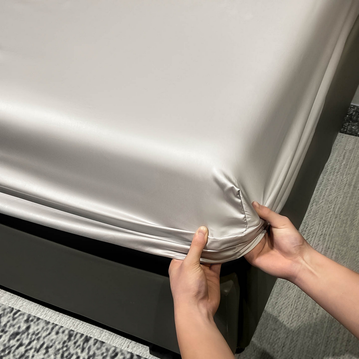 91家纺网 家纺一手货源 找家纺 涵宸家纺 2026新款兰精3M天丝纯色单床笠 单床笠-大地灰