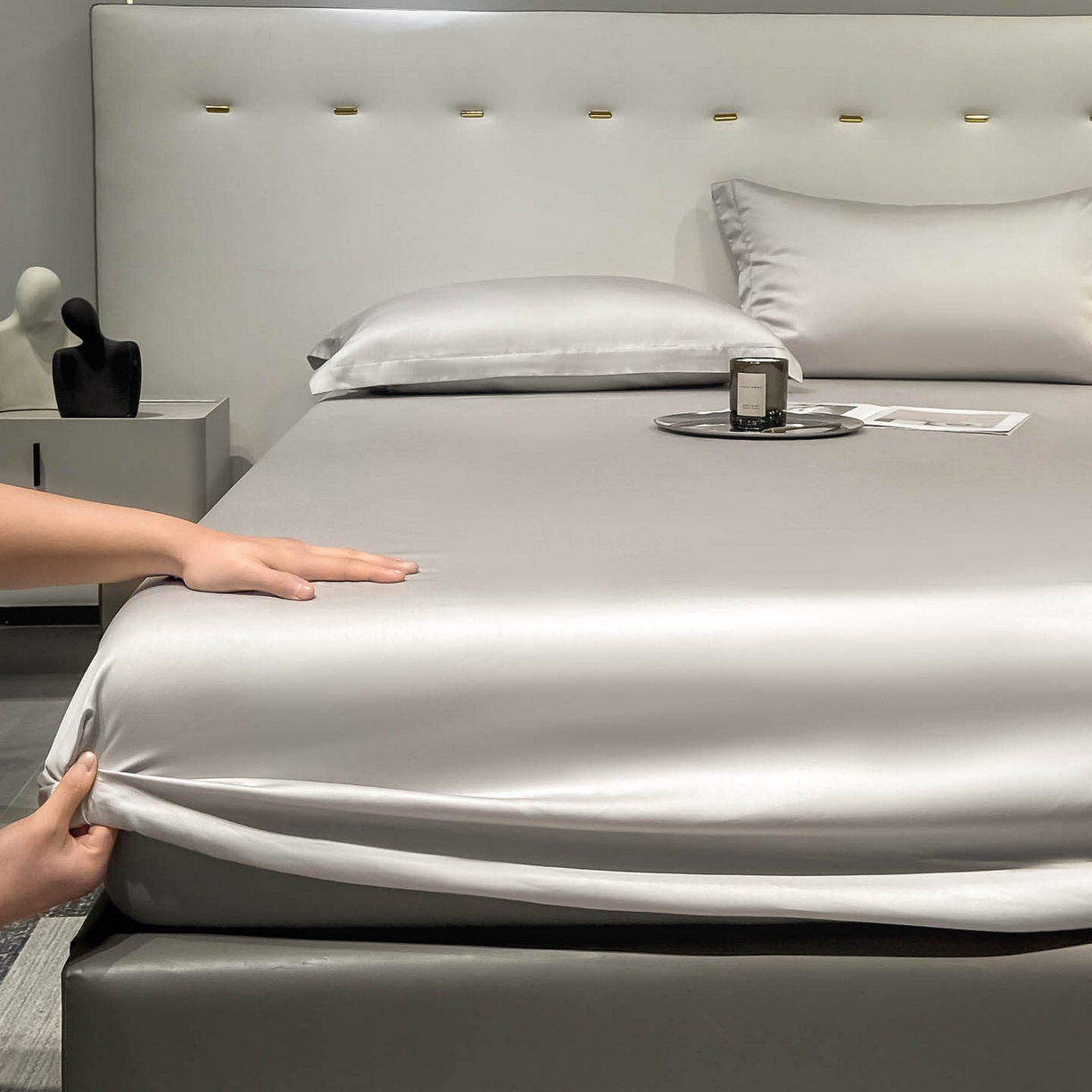 91家纺网 家纺一手货源 找家纺 涵宸家纺 2026新款兰精3M天丝纯色单床笠 单床笠-大地灰