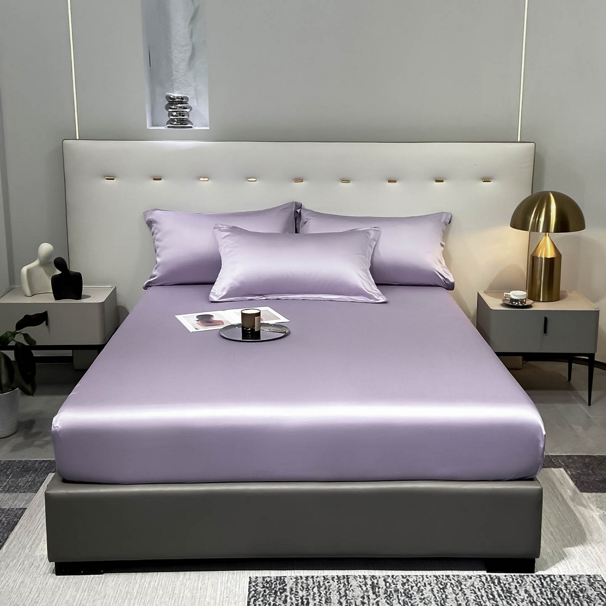 91家纺网 家纺一手货源 找家纺 涵宸家纺 2026新款兰精3M天丝纯色单床笠 单床笠-淡雅紫