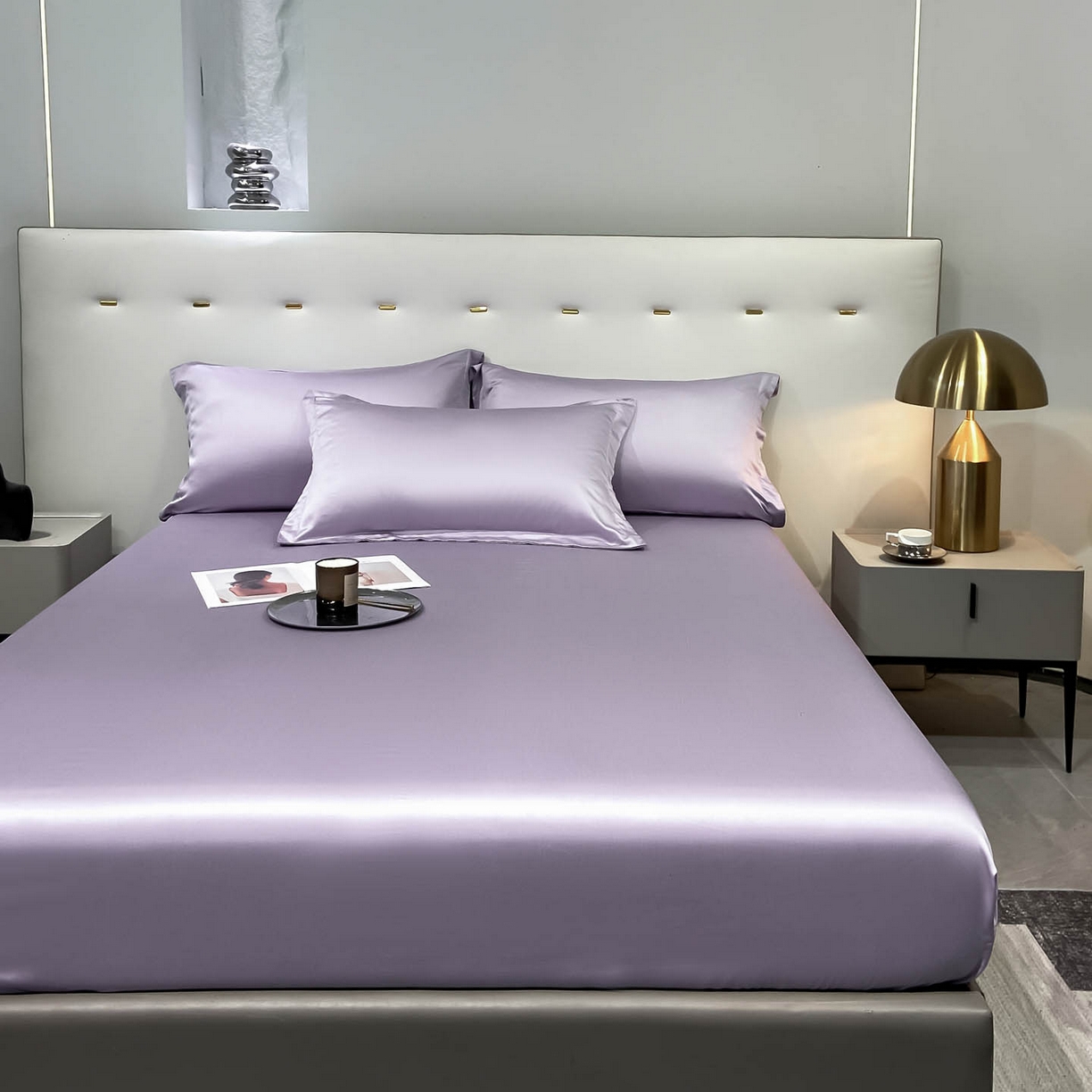 91家纺网 家纺一手货源 找家纺 涵宸家纺 2026新款兰精3M天丝纯色单床笠 单床笠-淡雅紫