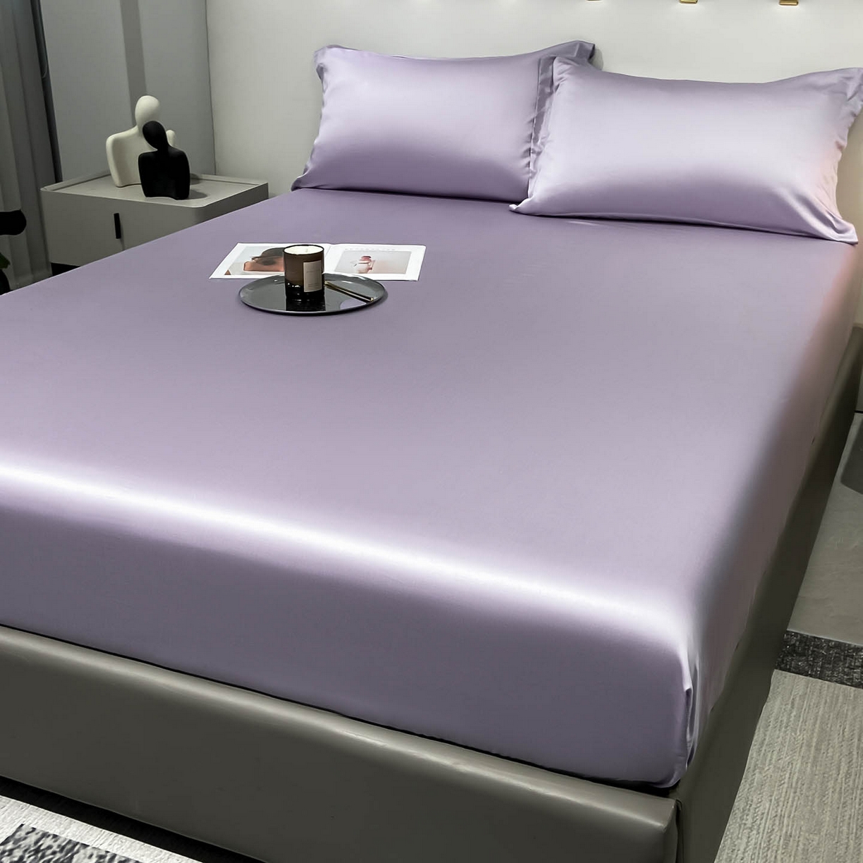 91家纺网 家纺一手货源 找家纺 涵宸家纺 2026新款兰精3M天丝纯色单床笠 单床笠-淡雅紫