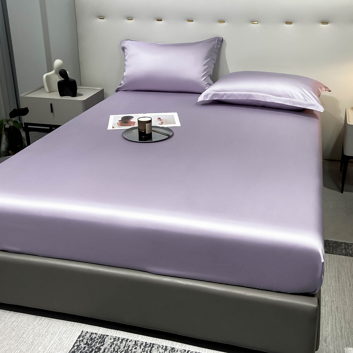 91家纺网 家纺一手货源 找家纺 涵宸家纺 2026新款兰精3M天丝纯色单床笠 单床笠-淡雅紫