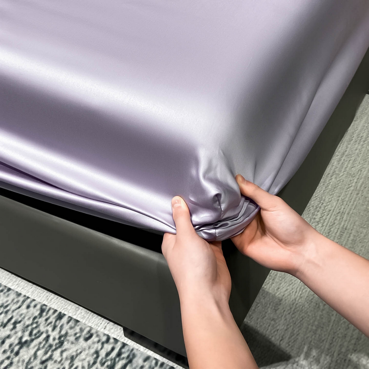 91家纺网 家纺一手货源 找家纺 涵宸家纺 2026新款兰精3M天丝纯色单床笠 单床笠-淡雅紫