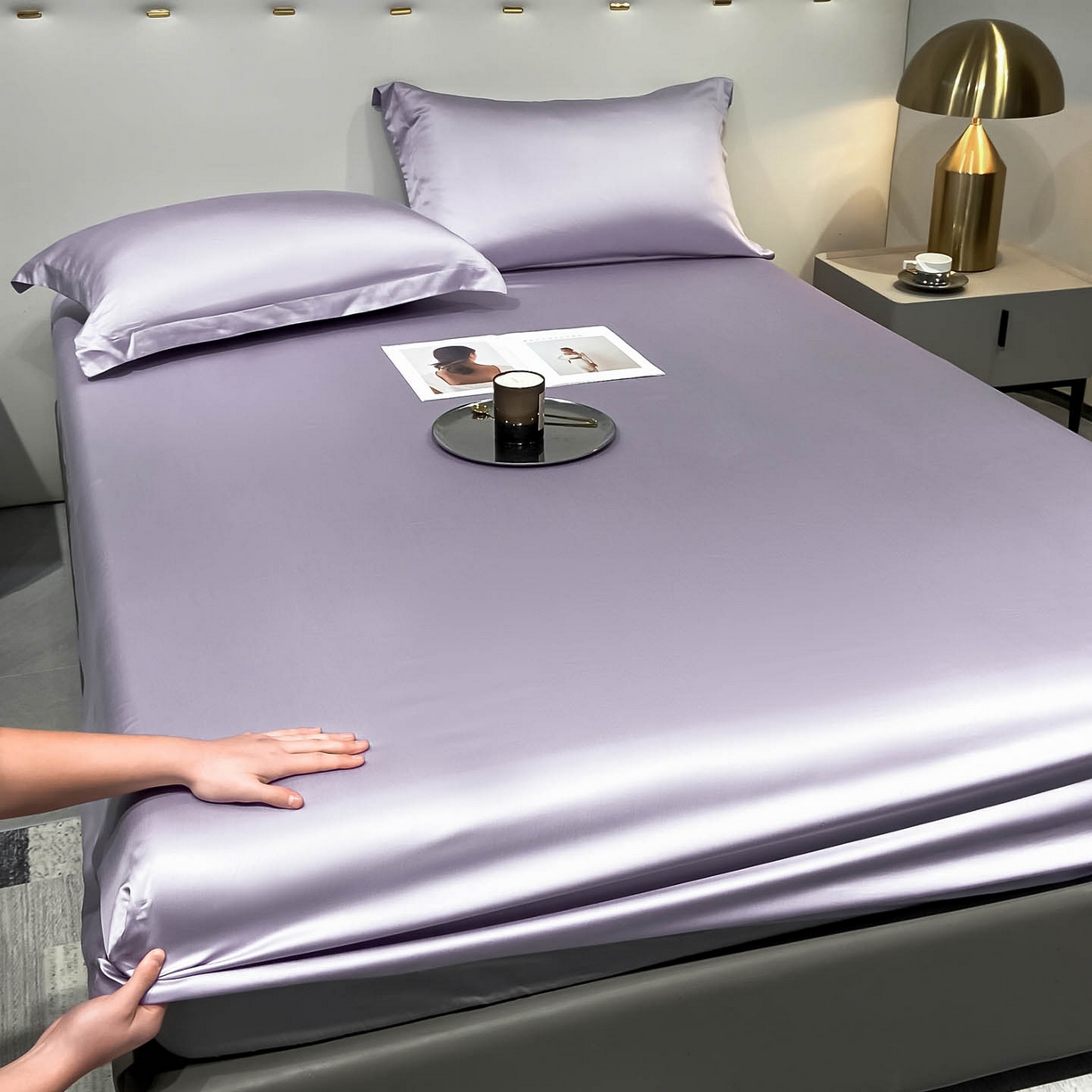 91家纺网 家纺一手货源 找家纺 涵宸家纺 2026新款兰精3M天丝纯色单床笠 单床笠-淡雅紫