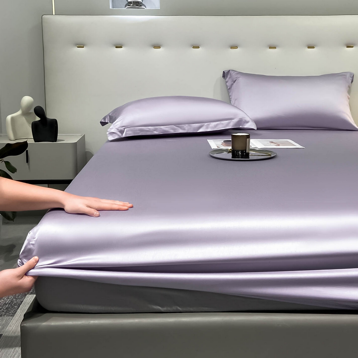 91家纺网 家纺一手货源 找家纺 涵宸家纺 2026新款兰精3M天丝纯色单床笠 单床笠-淡雅紫