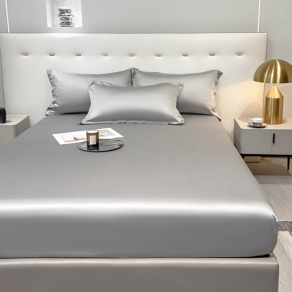 91家纺网 家纺一手货源 找家纺 涵宸家纺 2026新款兰精3M天丝纯色单床笠 单床笠-都市灰