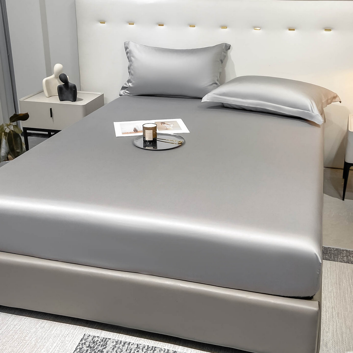 91家纺网 家纺一手货源 找家纺 涵宸家纺 2026新款兰精3M天丝纯色单床笠 单床笠-都市灰