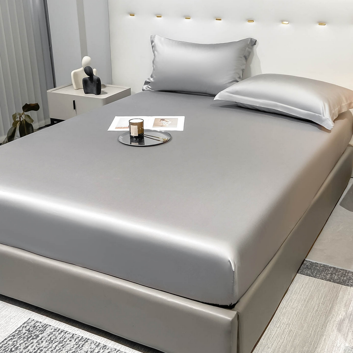 91家纺网 家纺一手货源 找家纺 涵宸家纺 2026新款兰精3M天丝纯色单床笠 单床笠-都市灰